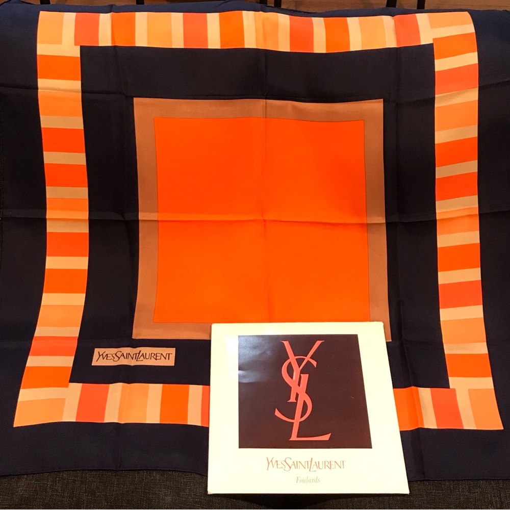Yves Saint Laurent Silk Scarf in Box 😍🧡🔥 - Picture 10 of 17